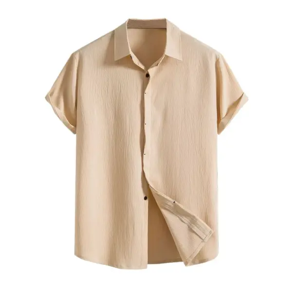 Short Sleeve Linen Shirt Beige